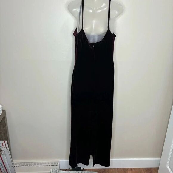 Jessica McClintock Gunne Sax Vintage low back Dark Red Maroon Velour Dress sz 9 - Picture 3 of 8